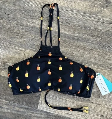 Top de baño Seafolly Australia EE. UU. Talla 10 Verano Cuello aplastado Piña (Aus 14) Foto 1 de 4