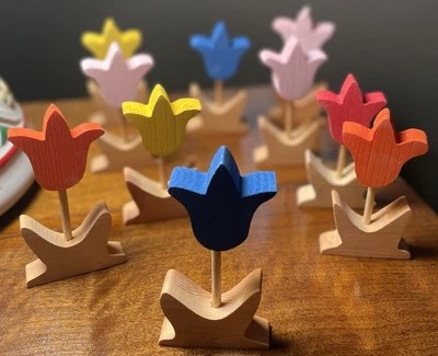 Lote De Colección De 10 Coloridos Ramos De Tulipán De Madera Decoración Primavera Pascua  Foto 1 de 4