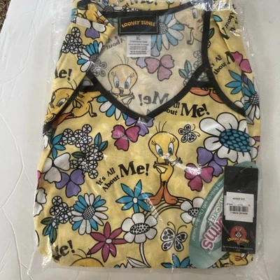 Tweedy Bird Scrubs Warner Bros Tooniforms V Neck Top XL NWT Looney Tunes Missy - Image 1 of 4