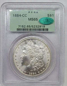 1884-CC Morgan Dollar OGH PCGS MS-65 CAC, Old Green Holder,  Brilliant White - Picture 1 of 2