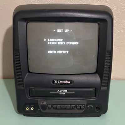 老式艾默生EWC0903 9英寸CRT电视/VCR组合AC/DC打开不播放磁带 — 第 1/4 张图片