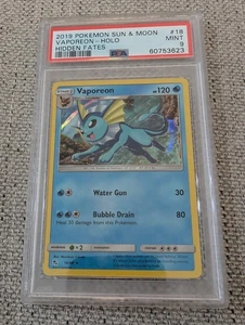 2019 Pokemon Sun & Moon Hidden Fates #18 VAPOREON Holo Graded PSA 9 - Picture 1 of 7