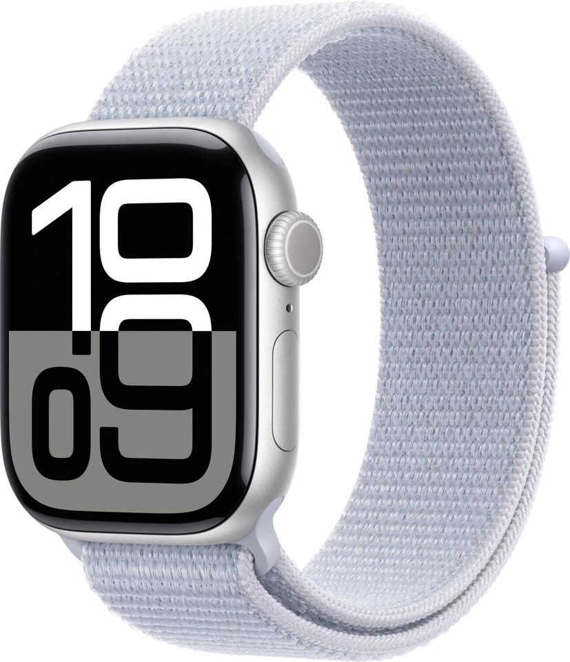 APPLE Watch S10 GPS 42 mm Alugehäuse silber Sportloop Hellblau MWWD3QF/A B-Ware - Bild 1 von 3