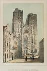G. HECHT (1817-1891), Die Kathedrale in Brüssel, Lith. Romantik Architektur