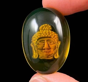 Buda de cristal ámbar - talla, regalo, decoración del hogar, piedras de cristales curativos, 52541 - Imagen 1 de 4