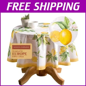 Watercolor Round Tablecloth - Elegant 63" Cotton Cover for Spring & Summer - Picture 1 of 11