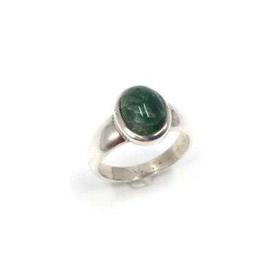 925 Silber Ring massiver Bandring 3.18ct Smaragd Schmuck Emerald 17.8mm / 56 - Bild 1 von 4
