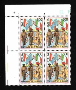 FRANCOBOLLO, QUARTINA - CENTENARIO DEL 1° MAGGIO, I.P.Z.S. 1990 - LIRE 600 - Foto 1 di 1