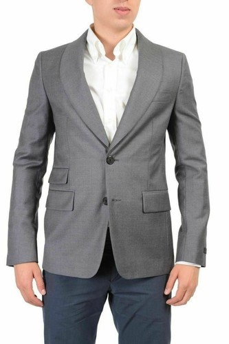 Blazer uomo Prada 100% lana grigio due bottoni US 38R IT 48R