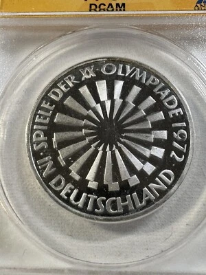 1972-D Germany 10 Marks Olympic Spiral Commemorative Graded PR 64 DCAM by ANACS - Image 1 of 4