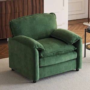 38" Oversized Chenille Lounge Chair - Plush Reading Armchair with Thick Comfort - Picture 1 of 6