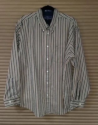 John Ashford XL в полоску платье рубашка хлопок воротник на пуговицах регулируемые манжеты - Изображение 1 из 3
