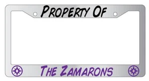 Property Of The Zamarons Chrome License Plate Frame - Foto 1 di 1