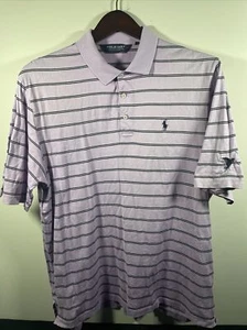Polo Golf Ralph Lauren Mens L Large Short Sleeve Purple Stripe Pima Cotton - Picture 1 of 8