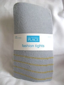 Children's Place Light Gray Tights w/Gold Metallic Accent Girl'sSize 4-5 NWT - Picture 1 of 1