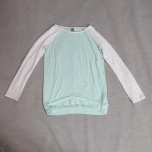 Old Navy Sweater Girls Large 10-12 Sea Green White Knit Raglan Long Sleeve Soft - Picture 1 of 9