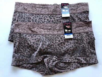 NUEVO CON ETIQUETAS Maidenform Microfibra Con Encaje Boyshort Bragas 40813 XL 8 2 Pares Foto 1 de 4