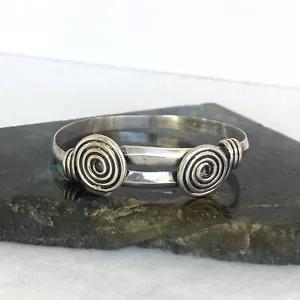 VTG Sterling Silver 925 ROM Modernist Style Spiral Adjustable Bangle Bracelet 7" - Picture 1 of 24