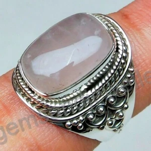 Rose Quartz Ring 925 Sterling Silver Ring Gemstone Ring Fine Jewelry All Sizes - Picture 1 of 9
