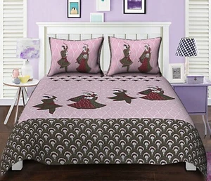 Indian Jaipuri Traditional Cotton Queen Size Bed Sheet With 2 Pillow Covers Set - Picture 1 of 4