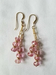 Pink Topaz & Gold-Fill Drop / Dangle Earrings - No Tariff - Picture 1 of 1