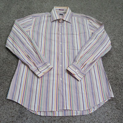 Camisa de vestir Paul Smith London para hombre 17 43 púrpura a rayas abotonadas Italia algodón Foto 1 de 4