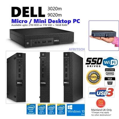 Dell 9020/3020 Micro Intel i7 3.60GHz 2TB SSD 16GB RAM UltraSmall PC Win10 *VAT - Image 1 of 4