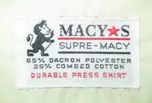 CAMICIA ANTERIORE GIALLA CON BOTTONI VINTAGE MACY'S Manica Lunga Supre-Macy Dacron Uomo 15,5 - Foto 1 di 4