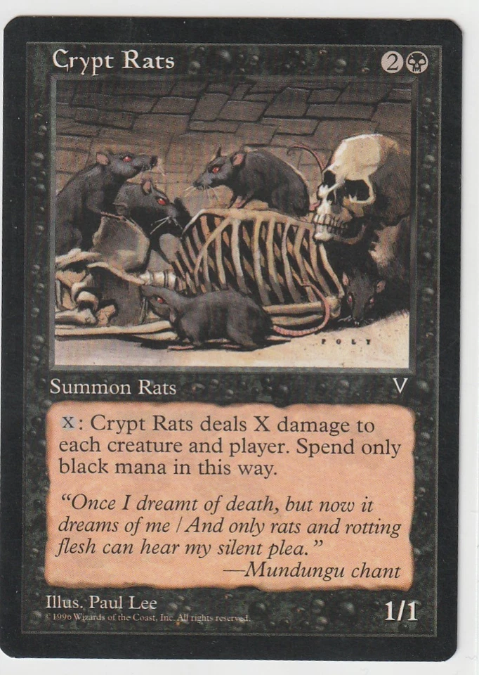 1x CRYPTS RATS - Visions MtG Magic The Gathering  NMint Black Common - Image 1 of 2