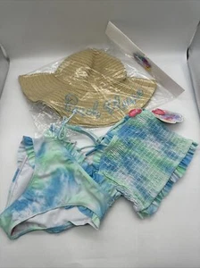 BMagical Btween Girls 2PC Swimsuit/Hat Size 7 Blue/green NEW Tags UPF 50+ - Picture 1 of 8