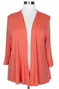CHARTER CLUB WOMEN'S CORAL LONG SLEEVE OPEN FRONT CARDIGAN PLUS Sz 2X - Picture 1 of 3