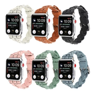 Woven Leather Band Strap for Apple Watch 11 10 9 8 7 6 5 SE 40/44/41/45/42/46mm - Picture 1 of 37