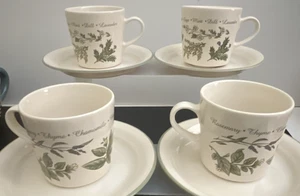 Corelle Coordinates Set Of 4 Thymeless Herbs  8 oz Coffee Cups Mugs & Saucers - Picture 1 of 19