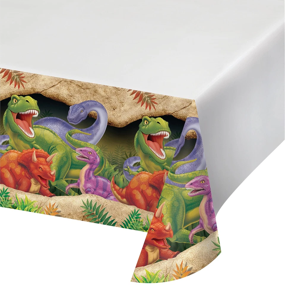 Creative Party Dinosaur Print Border Plastic Table Cover - 1 Pc, 54 inches x 108 - Image 1 of 2