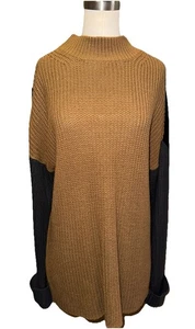 Workshop Damen Häkelpullover hellbraun & schwarz Colorblock Large - Bild 1 von 7