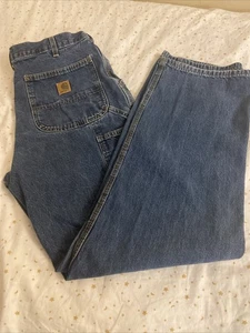 Pantalones de trabajo Carhartt Dungaree Fit Carpenter Jeans para hombre talla 34X34 azul de mezclilla - Imagen 1 de 9