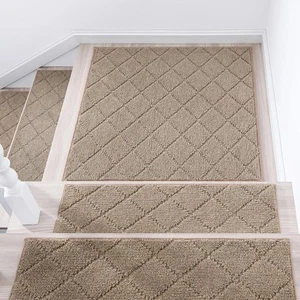 COSY HOMEER Bordo Scale Pedate Antiscivolo Angolo Interno 30×30 Pollici, Beige - Foto 1 di 9