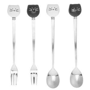 4 Pcs Ceramic Cat-shaped Mixing Spoon Christmas Flatware Coffee Spoons - Picture 1 of 12