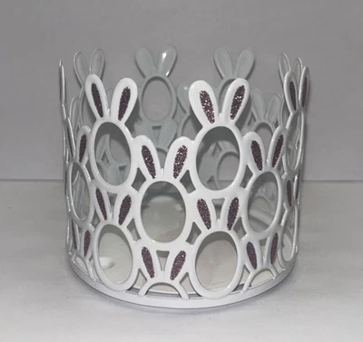 Candelabro Bath Body Works Metal Blanco Rosa Brillo Orejas de Conejo 3 Mechas NUEVO BBW Foto 1 de 4