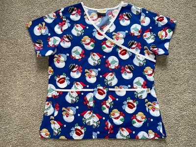 Blusa Médica Tafford Mujer Navidad Invierno Muñeco de Nieve Azul Multicolor Foto 1 de 4