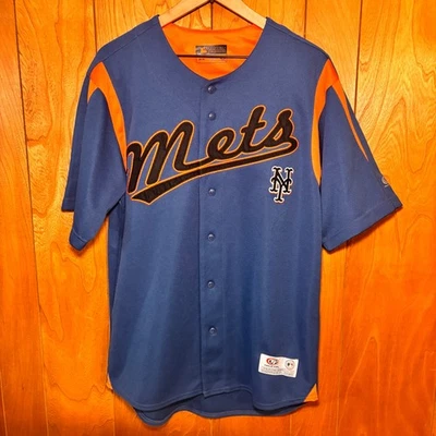 Camiseta de béisbol MLB New York Mets para hombre mediana azul naranja True Fan Series Foto 1 de 4