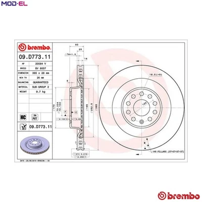 2x BRAKE DISC 09.D773.11 FOR TESLA MODEL/X - Image 1 of 4