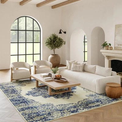 Alfombra Grafix Tradicional Blanca 7' x 10' Área, Fácil - Limpieza, No se desprende, Be... Foto 1 de 4