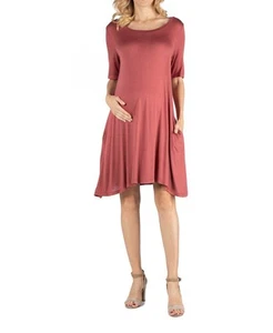 24seven Comfort Apparel Women's T-Shirt Maternity Dress (Cinnamon, X-Large) - Picture 1 of 3