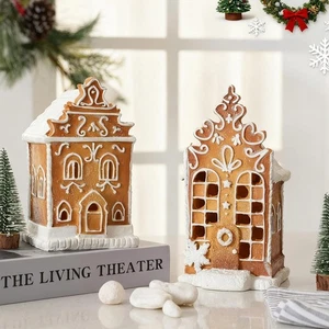 2 Stück Weihnachten Lebkuchen Dorfhaus Lebkuchen Figuren Tischdeko... - Bild 1 von 7