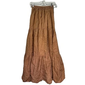 aura burnt brown orange long full length boho skirt size S - Picture 1 of 4