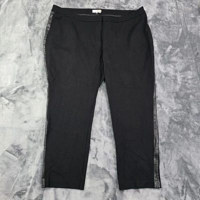 Pantalones Calvin Klein para mujer 20W negros pierna ajustada imitación cuero ribete elástico clásicos Foto 1 de 4
