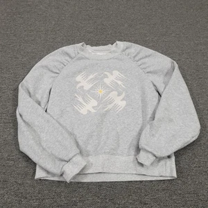 Anthropologie Sweatshirt Womens Small Gray Bird Sun Graphic Crewneck Pullover - Picture 1 of 10