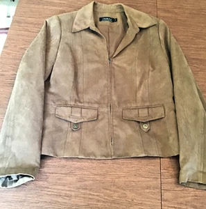 TRIBAL Faux Suede Short Jacket...Soft Brown...Size 10 - Picture 1 of 4