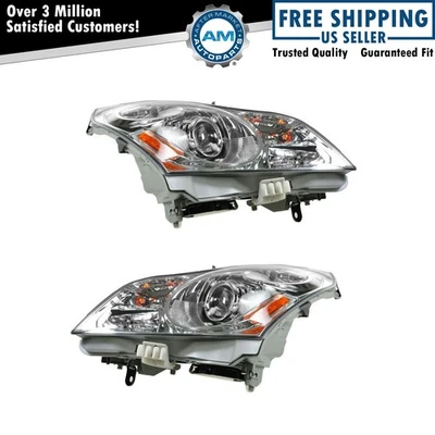 Headlight Assembly Set Fits 2007-2008 INFINITI G35 2009 G37 - Image 1 of 4